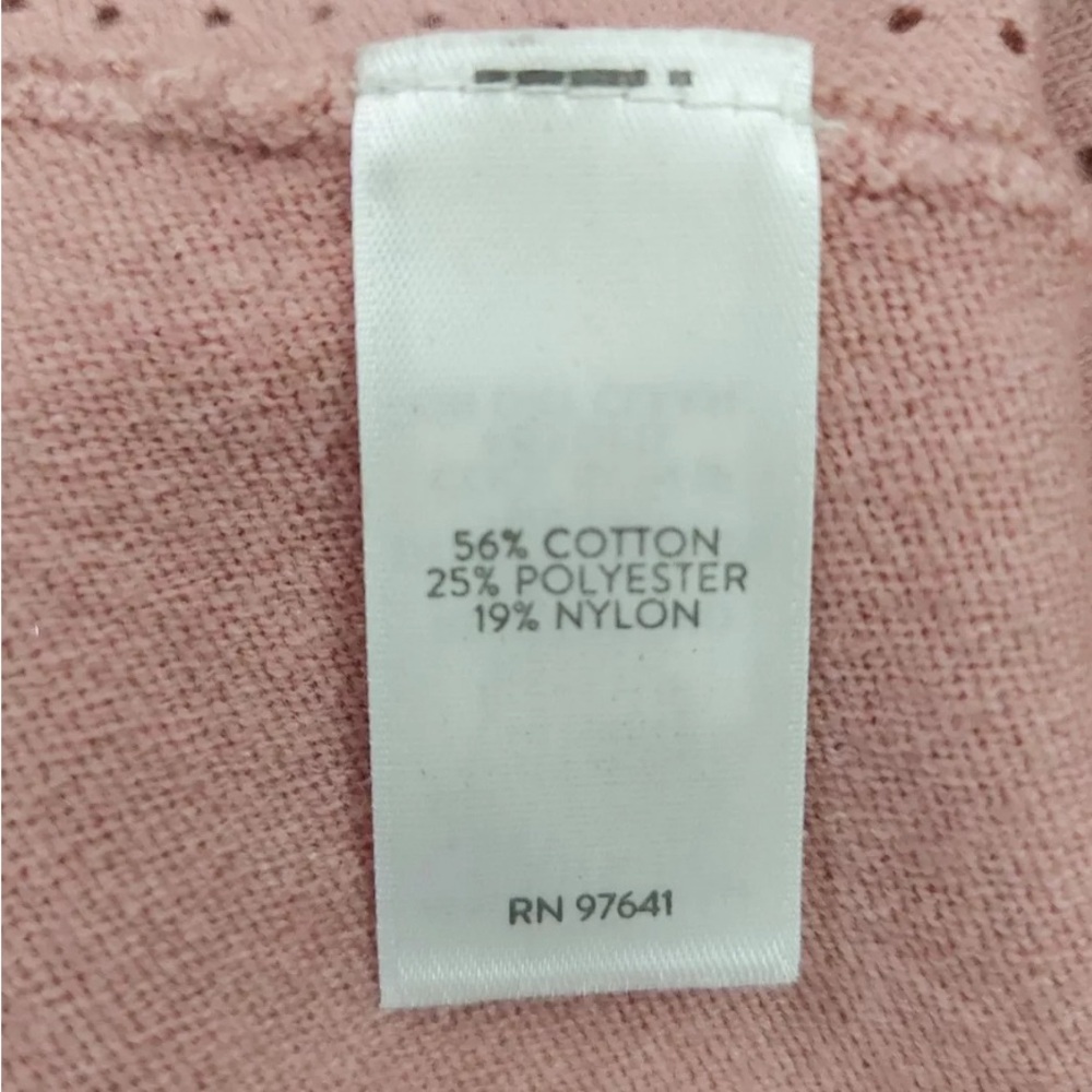 J. Jill Top Rose Dolman Sleeve Knitted V-Neck Cotton Blend Lightweight - Picture 6 of 7